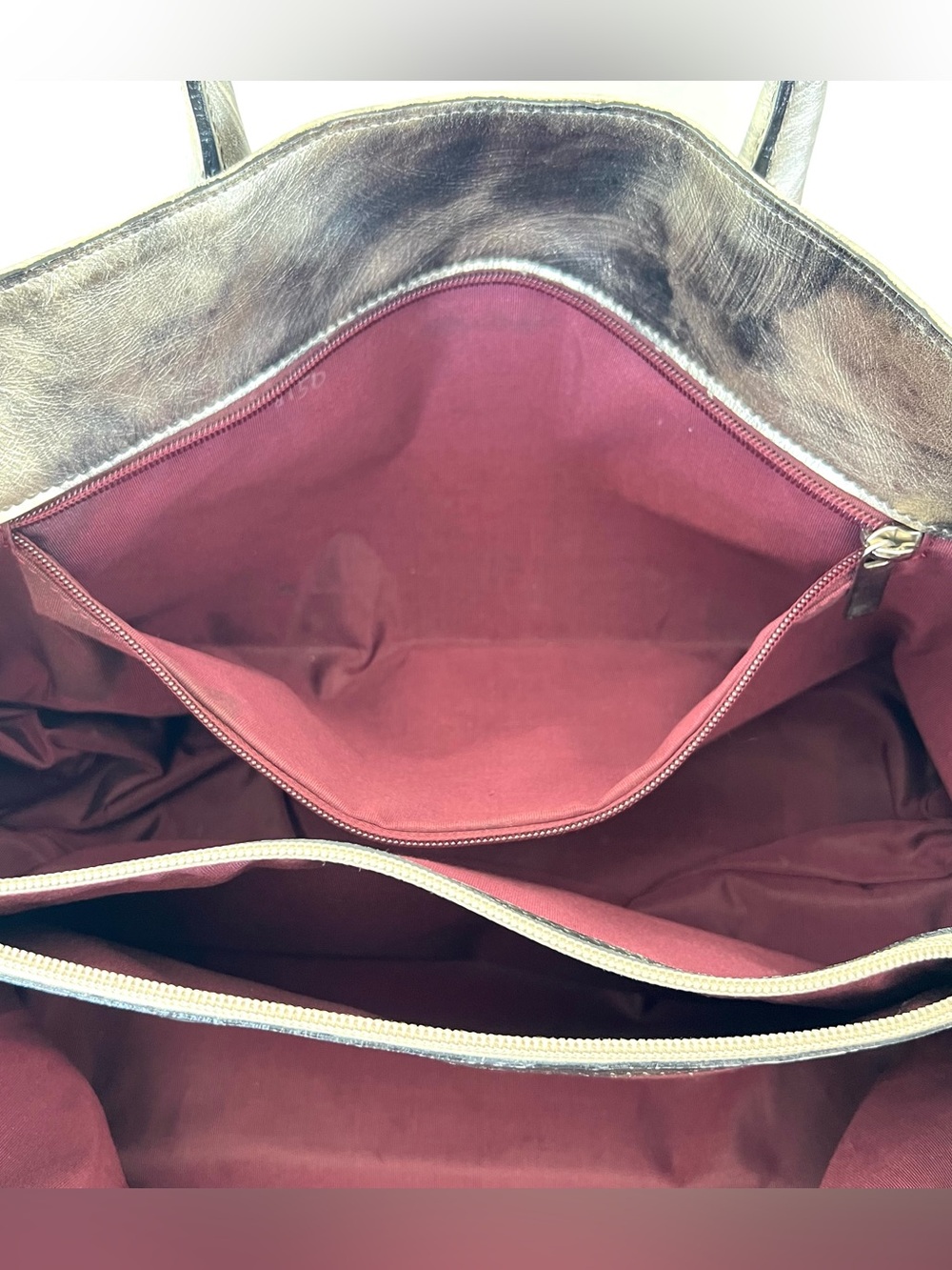 Maurizio Taiuti Metallic Swirl Leather Tote - Silver & Gold Tones - Picture 10 of 14